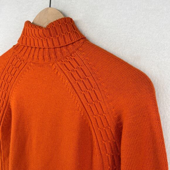 REAL CLOTHES Sweater Womens P Petite Wool Turtleneck SAKS FIFTH AVENUE Orange HK - Picture 8 of 13